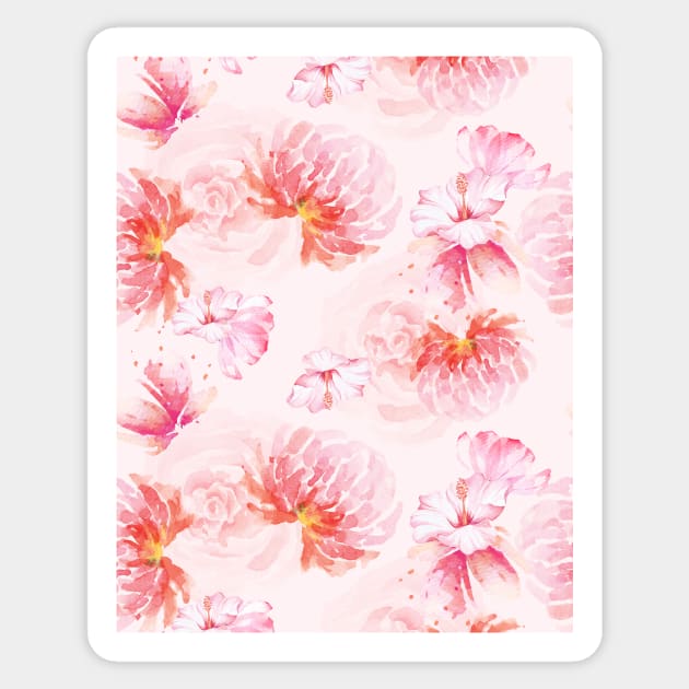 Rose seamless pattern with watercolor 36 Sticker by Joy8046